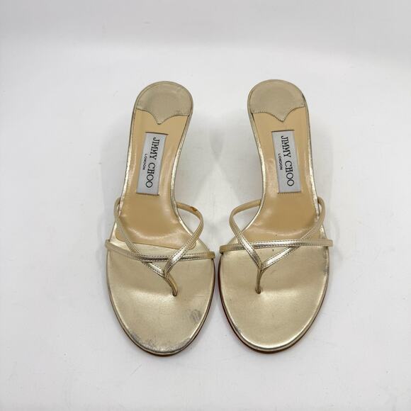 Vintage Y2K JIMMY CHOO ‘Nimbus’ Gold Metallic Kitten Heels - Picture 5 of 11